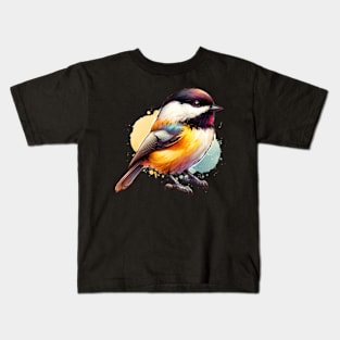 Watercolor Carolina Chickadee Kids T-Shirt